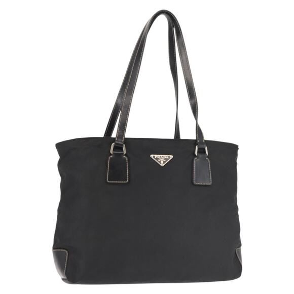PRADA Tote Bag Nylon Black Silver - Picture 1 of 12